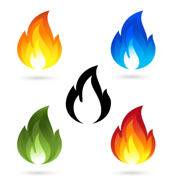 Set of fire icons — Stock Vector