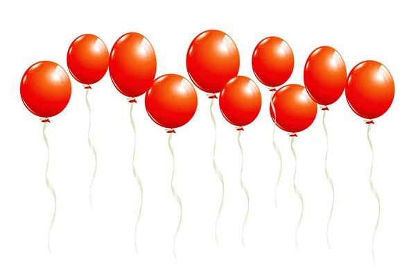 Globos rojos voladores — Vector de stock