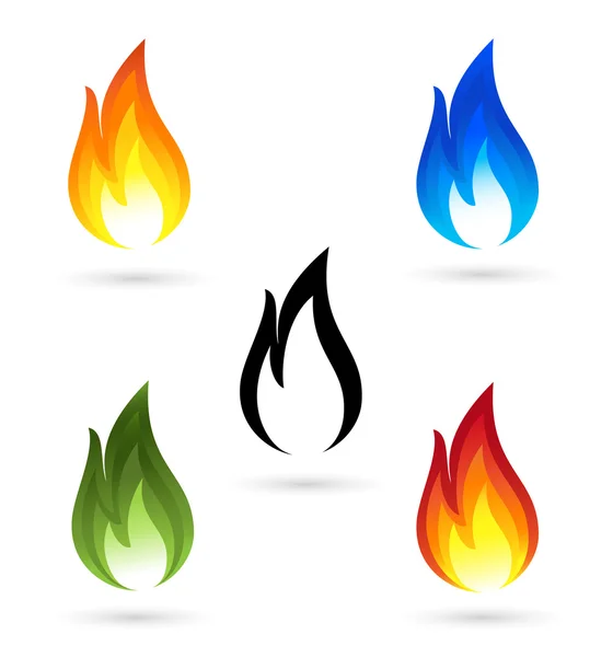 Set of fire icons — Stock Vector