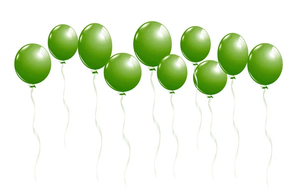 Vliegen groene ballonnen — Stockvector