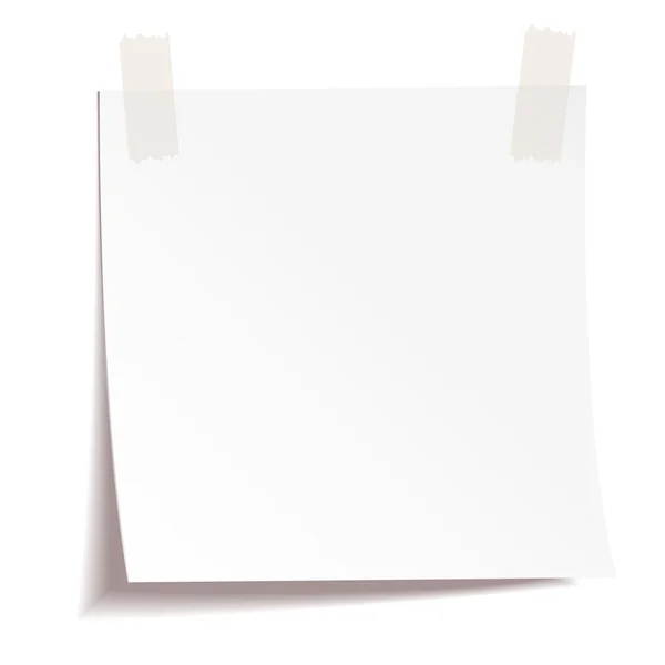 Carta nota bianca su sfondo bianco — Vettoriale Stock