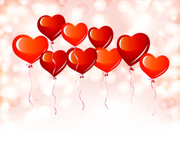 Rött hjärta ballonger — Stock vektor