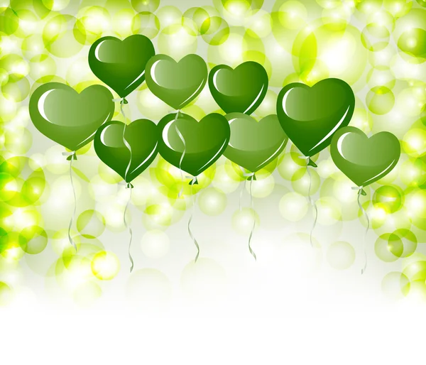 Yeşil Kalp balonlar — Stok Vektör
