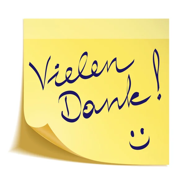 Merci note en allemand avec smiley — Image vectorielle