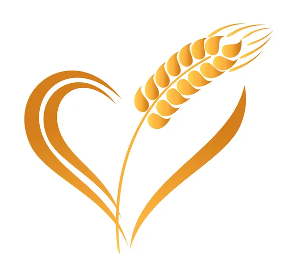 Abstract wheat ears icon with heart element — Stock Vector