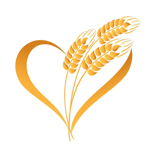 Abstract wheat ears icon with heart element — Stock Vector