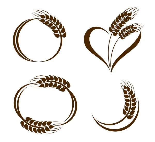 Set of abstract wheat ears icons — Stock Vector