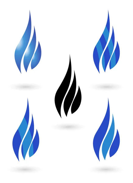 Collection of blue fire icons — Stock Vector