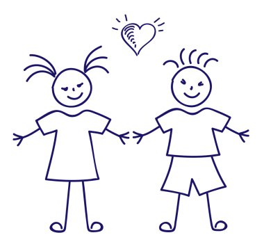 kız ve erkek, eskiz