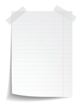 witte gestreepte notebookpapier op witte achtergrond