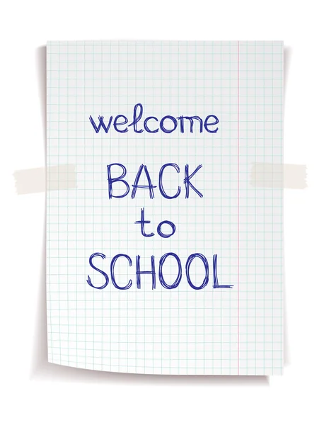 Hand drawn Back to School sketch on squared notebook paper — Stock Vector