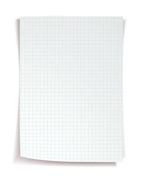 Papel de caderno quadrado branco sobre fundo branco — Vetor de Stock