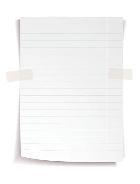 Witte notebookpapier met lijnen op witte achtergrond — Stockvector