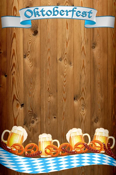 Oktoberfest banner on old wooden texture — Stock Photo, Image