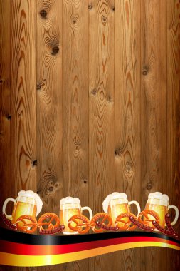 eski ahşap doku Oktoberfest afiş