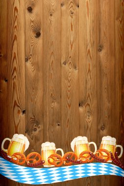 eski ahşap doku Oktoberfest afiş