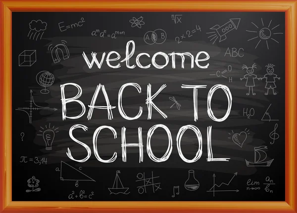 Back to school written on blackboard — Stock Vector