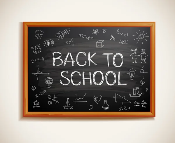 Back to school written on blackboard — Stock Vector