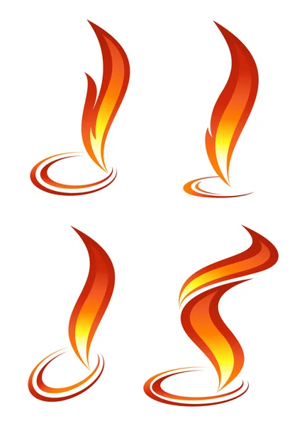 Collection of red fire icons — Stock Vector