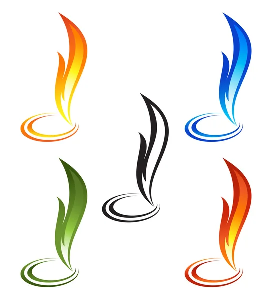 Set of fire icons — Stock Vector