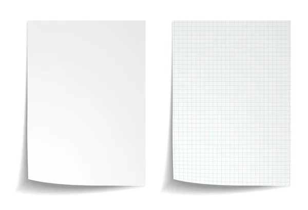 Papel de caderno quadrado branco sobre fundo branco — Vetor de Stock