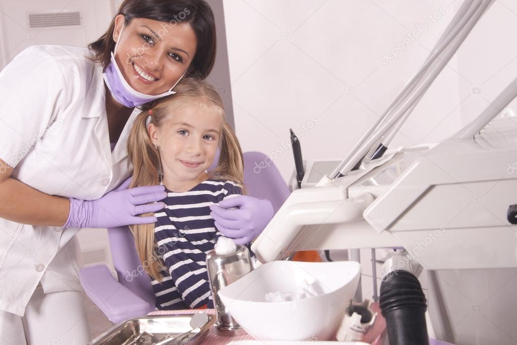 Dentist and patient in dental office