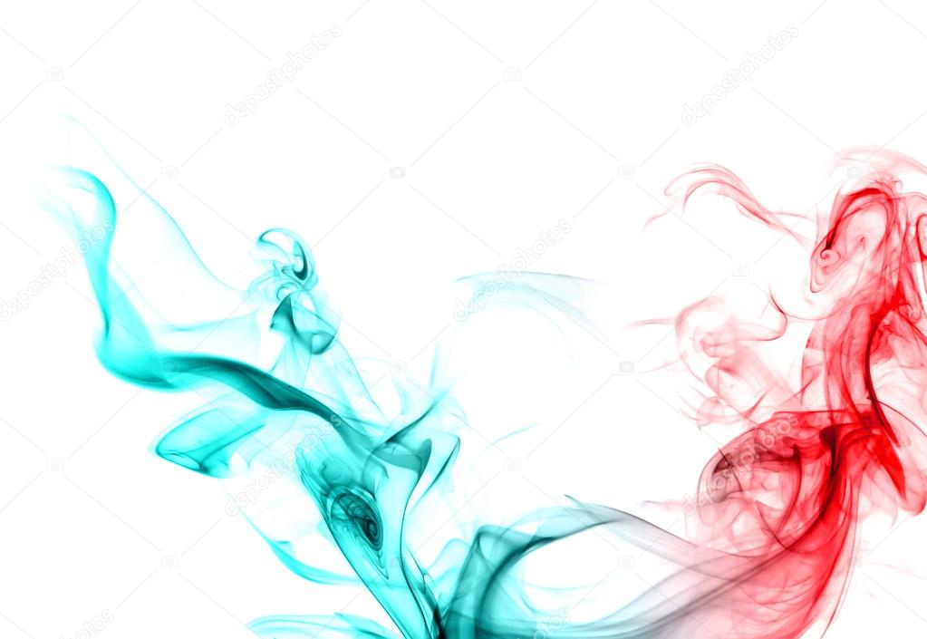 Red and blue smoke.