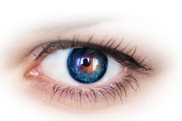 Eye and galaxy. Concept photo. — Stock Photo, Image