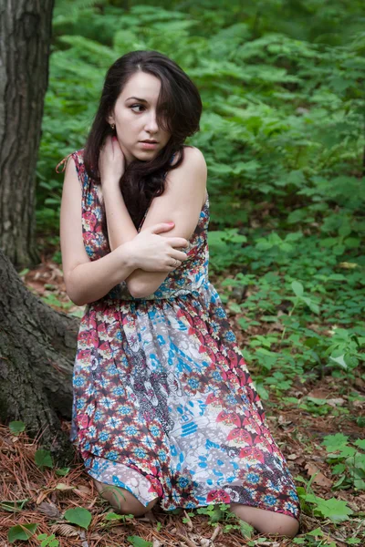 Chica en el bosque. — Foto de Stock