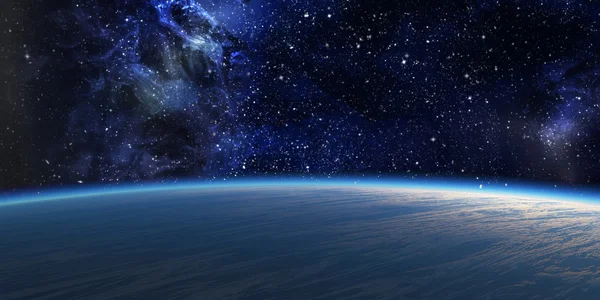 Blå planeten med nebula. — Stockfoto