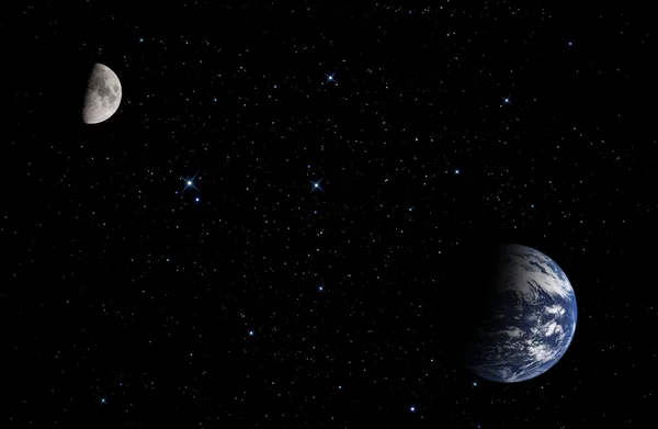 Luna e terra . — Foto Stock