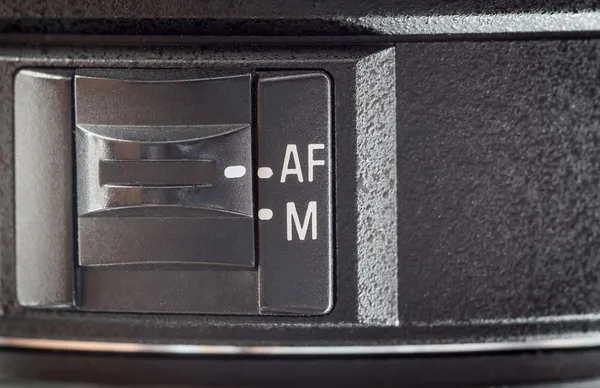 Obiektyw autofokus przycisk. — Zdjęcie stockowe