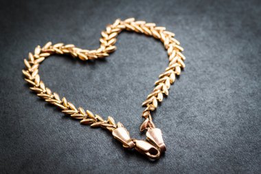 Heart shaped gold chain. clipart
