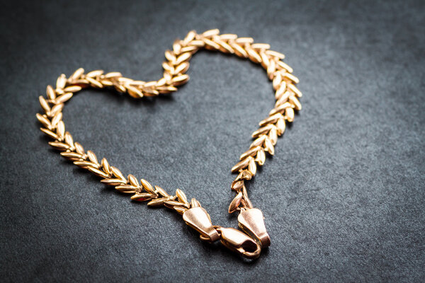 Heart shaped gold chain.