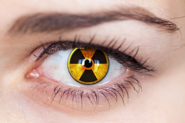 Human eye with radiation symbol. clipart