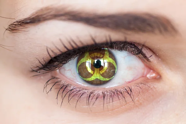 Eye with biohazard symbol. — Stock Photo, Image