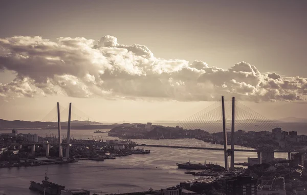 Vladivostok. Sepia toned. — Stock Photo, Image