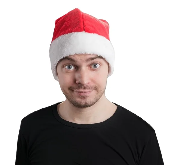 Mann mit Weihnachtsmütze. — Stockfoto