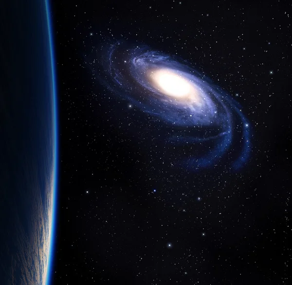 Pianeta e galassia . — Foto Stock
