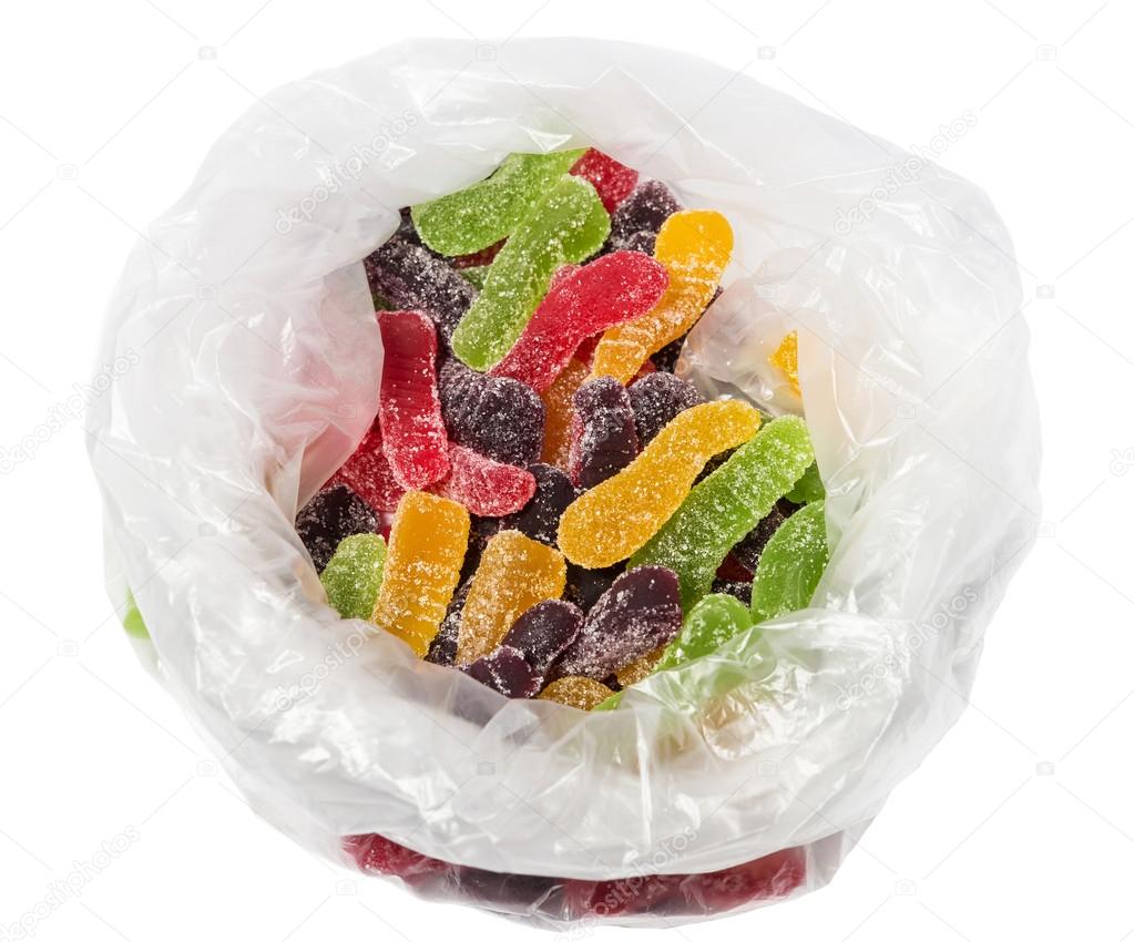 Colorful jelly candy in package.