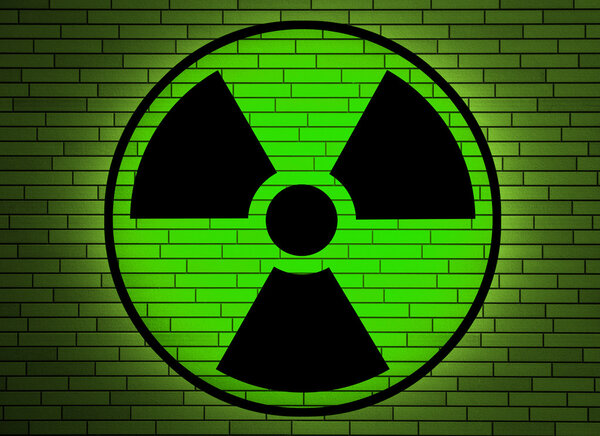 Radiation sign on a wall.