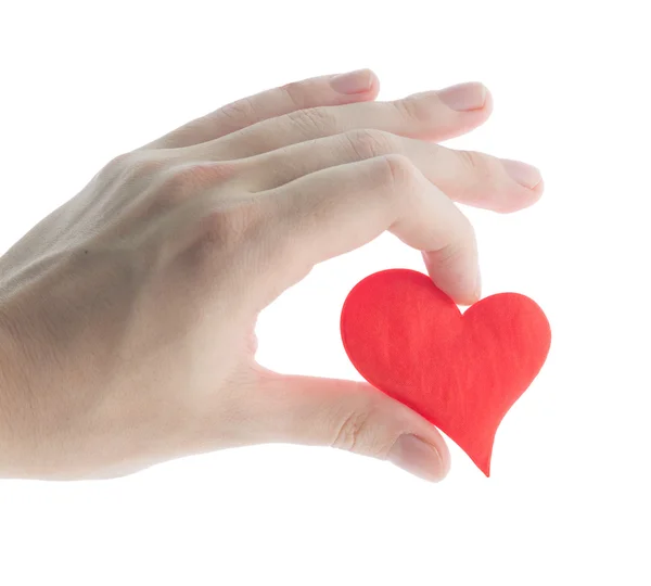 Rotes Herz in der Hand. — Stockfoto