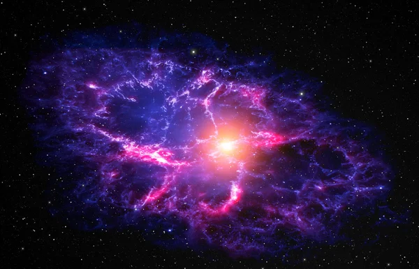 Fondo espacial con nebulosa y estrella brillante . — Foto de Stock