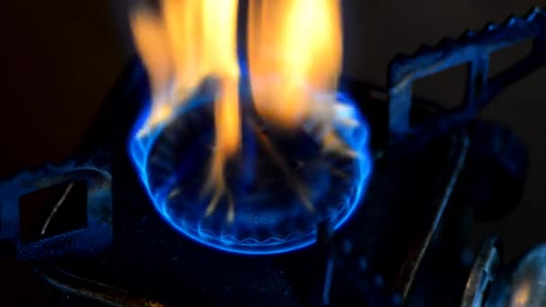 Natural gas in stove burner. — Stock Video