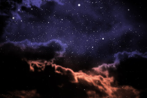 Space background with nebula and bright star.
