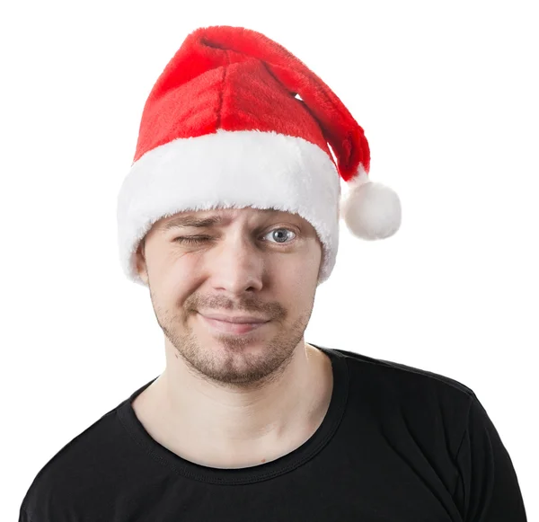 Людина з капелюхом Санта . — стокове фото