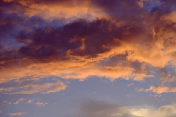 Solnedgång Himmel Med Orange Moln Naturbakgrund — Stockfoto