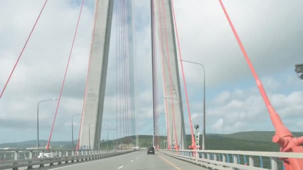 Vladivostok Russia Lipca 2021 Jazda Dużą Prędkością Przez Most — Wideo stockowe