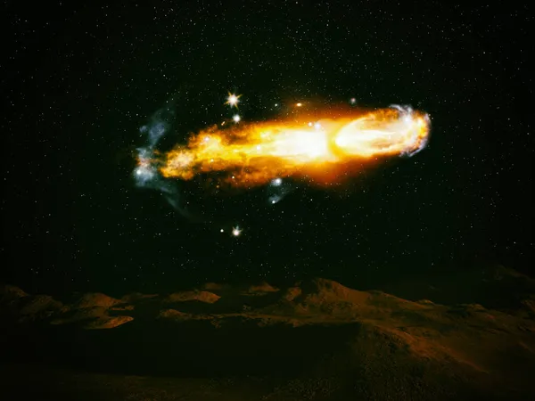 Alien Planet Paysage Avec Étoiles Nébuleuse Dans Ciel Éléments Cette — Photo