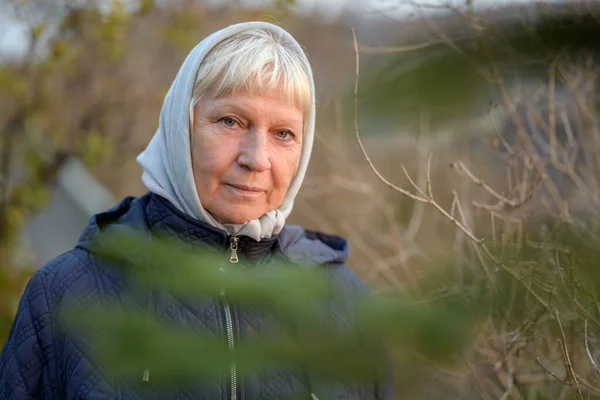 Autumn Portrait Beautiful Aged Woman Natural Light — Stock Photo, Image